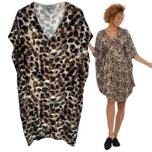 Niche Nilgun Derman Sage Tunic Dress Safari Print Lagenlook Dress SZ S